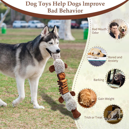 Squeaky Dog Toys, Interactive Tug of War Puppy Toys, Funny Plush Dog Chew Toys, Stuffed Dog Toys for Small,Medium and Large Dogs...