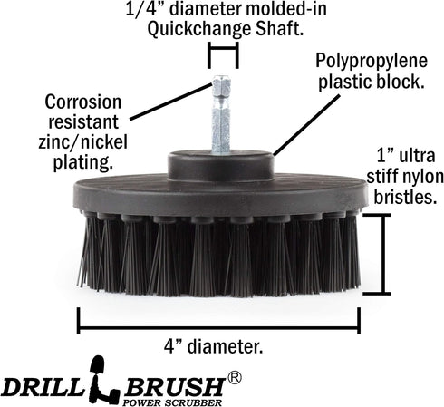 Ultra Stiff 4-Inch Electric Spin Scrubber: Industrial Cleaning Supplies for BBQ, Oil Stains, Rust, Metal, Concrete, Grates, Smoker, Griddle, Outdo...