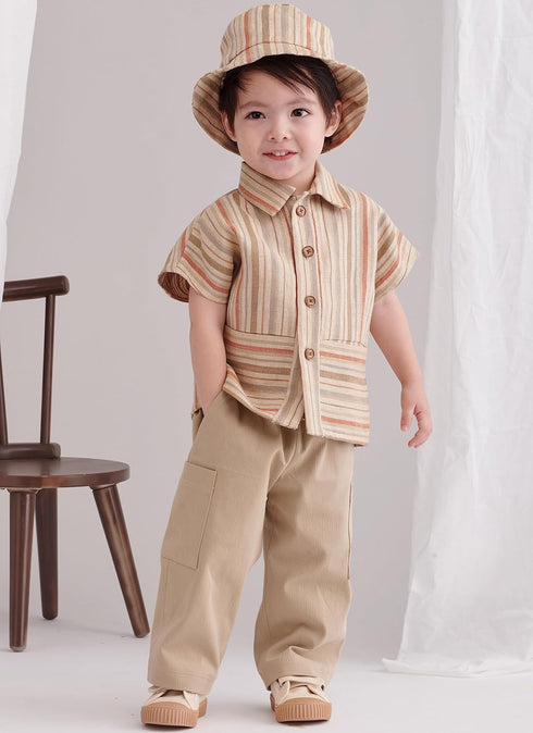 Simplicity Easy Toddlers' Button-Front Top, Pants, Shorts and Hat Sewing Pattern Packet, Design Code S9798, Sizes 1/2-1-2-3-4, Multicolor...