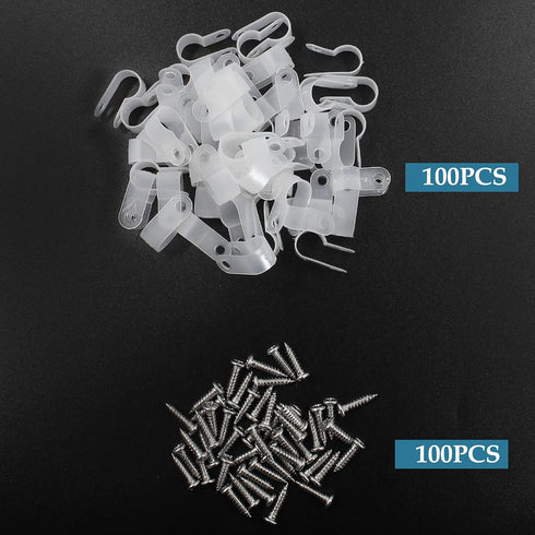 100 Pcs 3/8 Inch R-Type Clip Clamp, Nylon P-Type Mounting Clips, Cable Clip Wire Clamp for Wire Management, Stainless Steel Screws Included...