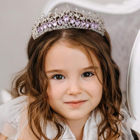 AW BRIDAL Tiaras and Crowns for Women Purple Crystal Princess Tiara - Queen Crown Headband for Halloween Costume Party Prom Wedding Christmas Hair...