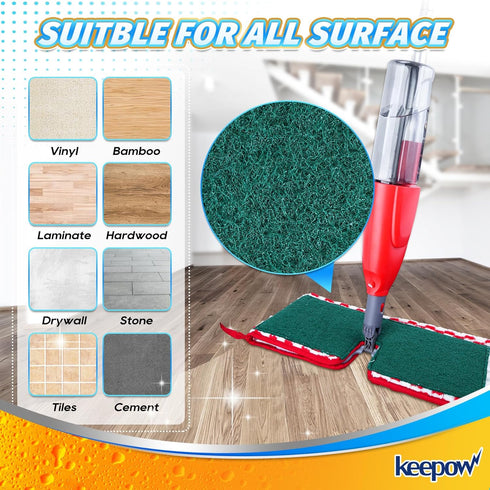 KEEPOW Mop Pads Refills Deep Clean Compatible with O-Cedar Promist Max Spray Mop Double-Side Deep Clean Washable Reusable Flip Mop Pads Replacemen...