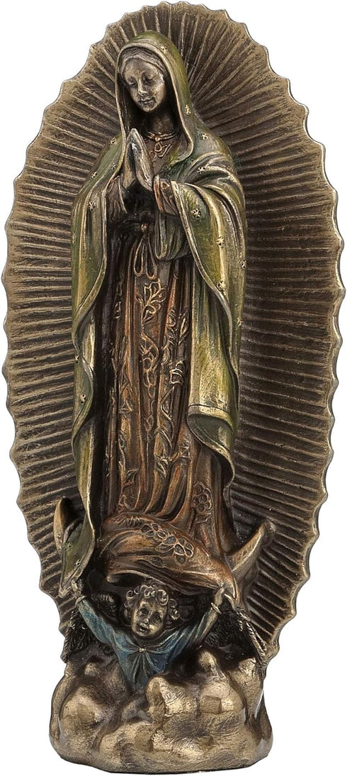 Veronese Design 6 1/8" Our Lady Of Guadalupe Virgin Mary Religious Statue Cold Cast Resin Bronze Finish Home Decor Figurine...