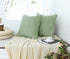 Green Pillow Covers 18x18 inch with Pom-poms Set of 2 Corduroy Farmhouse Boho Accent Decorative Throw Pillow Covers for Couch Bed Sofa...