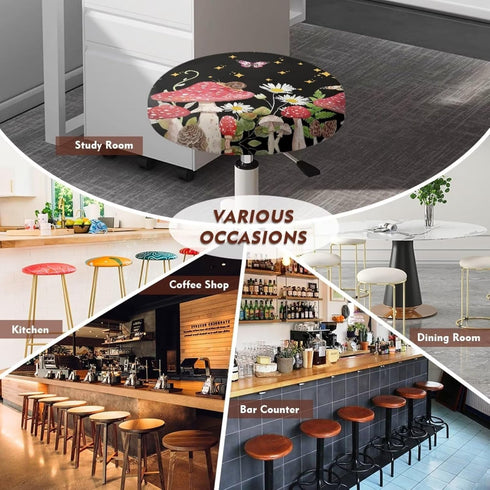 Kuiaobaty Round Chair Cover Pack of 2 pcs Bar Stool Cover Elastic Comfy Round Seat Cover Vanity Chairs Cover Slipcover for Home Office Bar Decor 1...