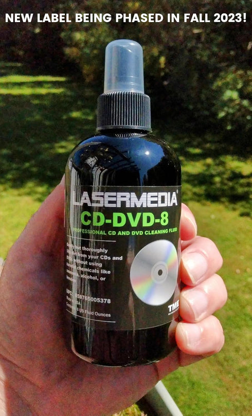 CD DVD Cleaning Solution Fluid (Not a Scratch Remover) 8 Ounce (237 ML) Spray Bottle Cleaner CD-DVD-8 Made in USA Lasermedia...