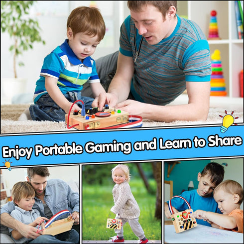 POLKRANE Montessori Toddler Busy Board - Montessori Toys for 1+ Year Old, Toddler Busy Board, Baby Sensory Toys with Led Light Switch, Kid Educati...