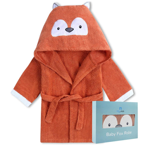 BlueMello Baby Fox Bathrobe | Ultra-Soft Hooded Robe for Toddlers 0-6 Months | Essential Bath Towel for Infants | Ideal for Infant Boy Accessories...