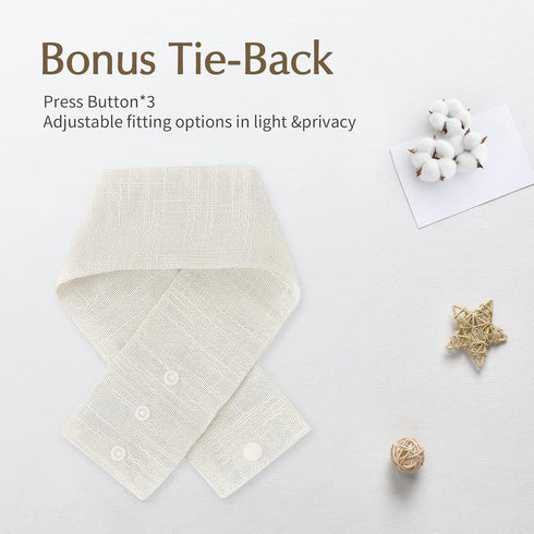 FMFUNCTEX Side Light Linen Texture Semi Sheer Narrow French Door Panels for Front/Glass Door, Window - 24 Inch L x 72 Inch W x 2 Panels...