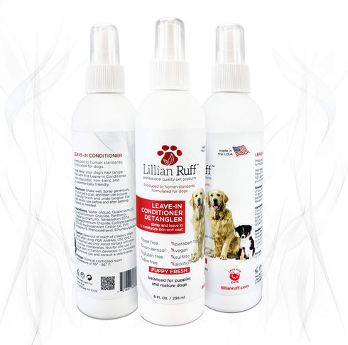 Lillian Ruff Leave-in Dog Conditioner & Detangler Spray - pH Balanced After-Bath No Rinse Dog Conditioning Spray - Silky Shine Spray for Dry Skin,...