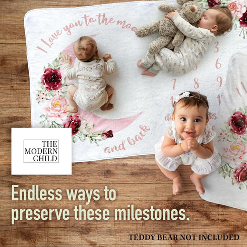 Baby Milestone Blanket - Monthly Milestone Blanket for Baby Girl - Custom Soft Fleece Photography Background - Personalized Newborn Growth Chart -...