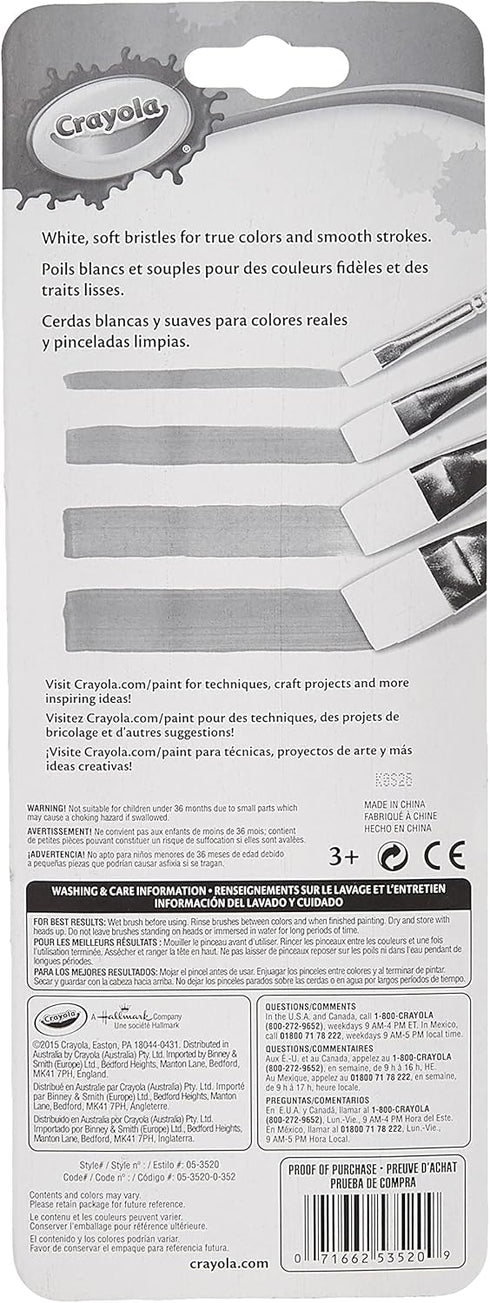 Crayola Large Paint Brushes (4ct), Kids Paint Brush Set, Thin & Thick Paint Brushes, for Acrylic, Tempera, Water Based Paint, Ages 3+...