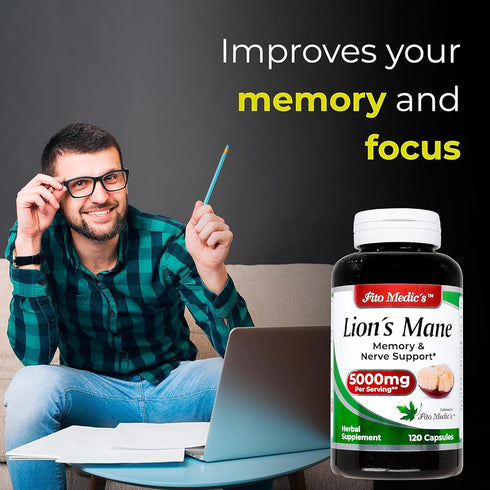 Lab | Lions Mane | 120 Capsules | Lions Mane Supplement | Lions Mane Supplement Capsules | Mushroom Supplement | Ultra high Absorption....
