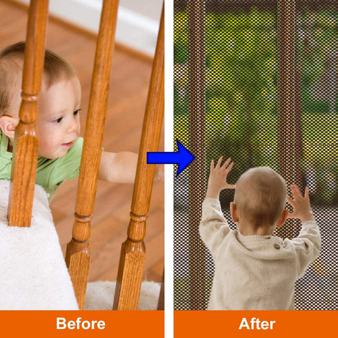 Child Safety Net, Durable Banister Guard for Baby Safety Stairs Railing Balcony Cribs, Banister Stair Mesh Baby Proofing, Easy to Install Stair Ne...
