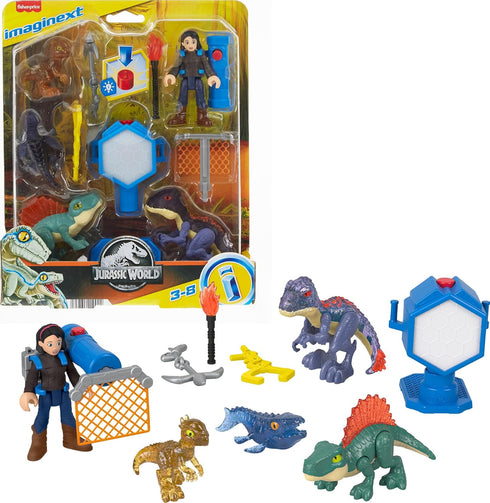 Fisher-Price Imaginext Jurassic World Dinosaur Toys Evo-Scanner Multi-Pack 10-Piece Light-Up Figures Set for Ages 3+ Years...