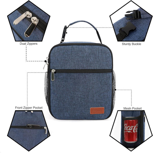Femuar Lunch Box for Men Women Adults Small Lunch Bag for Office Work Picnic - Reusable Portable Lunchbox, Blue...