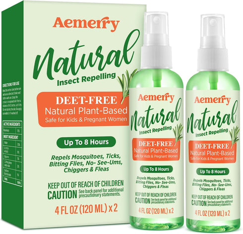Mosquito Repellent Spray, DEET-Free Insect Repellent: Natural Essential Oil Bug Spray & Killer - 2-Pack, 4 oz Bottles - Safe for Family...
