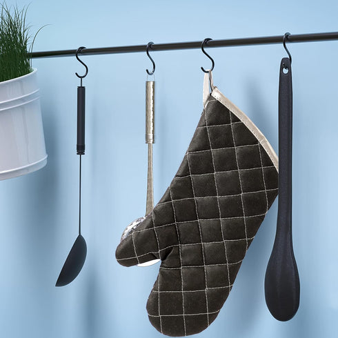 ARCLIBER Oven Mitts Heat Fire Resistant Oven Mitts 425 ° F, Quilted Terry Cloth Cotton Soft Lining Oven Gloves, Extra Long Kitchen Mittens for Coo...