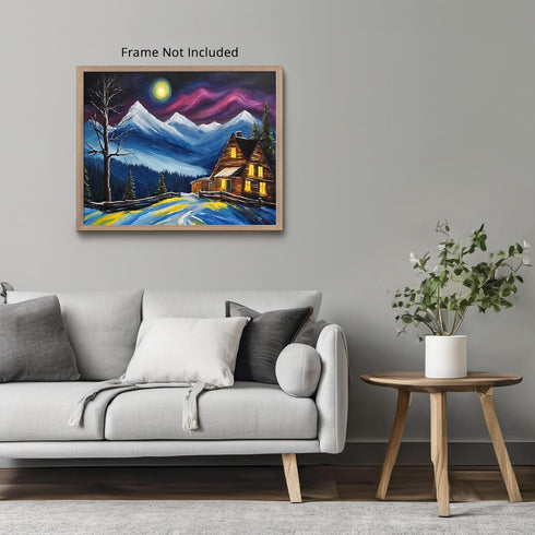 Posterizer 1 pcs- quaint old village-building in nature-night sky 10-Landscape & Nature Art-Floral Botanical Art- Decor for Home & Office- unframe...