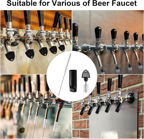 Draft Beer Tap Plugs Brush Beer Faucet Plug 5PCS Beer Keg Tap Plugs, 5PCS Beer Keg Tap Cover Beer Faucet Brush Caps Cover, 3PCS Long Cleaning Brus...
