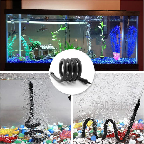 Aquarium Rubber Wall Curtain Tube Hose,Soft Diffuser Bubble Tube 90cm/35.4 Inch Length for Fish Tank...