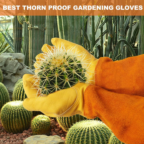 Long Gardening-Gloves Women/Men-Thorn proof Rose Pruning Heavy Duty Gauntlet-M...