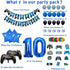 Vlipoeasn Video Game 10th Birthday Decorations for Boys Official Teenager Birthday Decorations 10th Birthday Video Game Party Supplies Blue Gamer ...