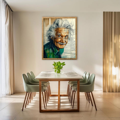 Posterizer 1 pcs-illustration of Albert Einstein on vintage book page-Vintage Art-Teachers & Classrooms-School and classroom art- unframed wall ar...