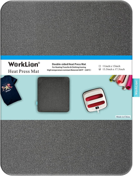WORKLION Heat Press Mat 13"x17": Large Size Protective Resistant Fireproof Materials Heating Mat for Cricut Easypress/Easypress 2 in Vinyl HTV Iro...