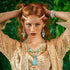 3 Pieces Bohemian Turquoise Jewelry Set Women Western Jewelry Set Turquoise Pendant Necklace, Vintage Turquoise Dangle Earrings, Stretchable Turqu...