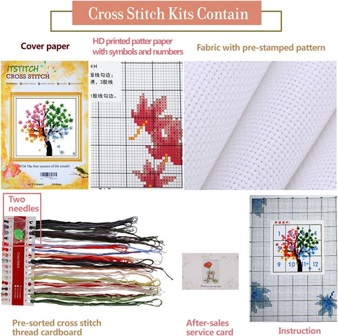 ITSTITCH Counted Cross Stitch Kits for Adults 21x21 inch Holiday Gift Easy Cross-Stitching NO Pattern for Home Decor, 14CT White Fabric Embroidery...