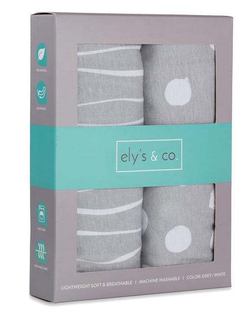Changing Pad Cover Set | Cradle Sheet 2 Pack 100% Jersey Cotton Grey Abstract Stripes and Dots by Ely's & Co...