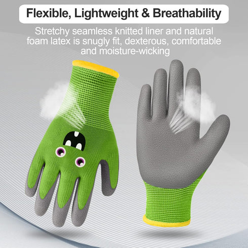 6 Pairs Kids Gardening Gloves Children Work Gloves Rubber Coated Garden Gloves for Kids Toddlers (Medium (Age 6-8))...