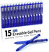 Erasable Gel Pens, 15 Pack Blue Retractable Erasable Pens Clicker, Fine Point, Make Mistakes Disappear, Blue Ink for Writing Planner and Crossword...