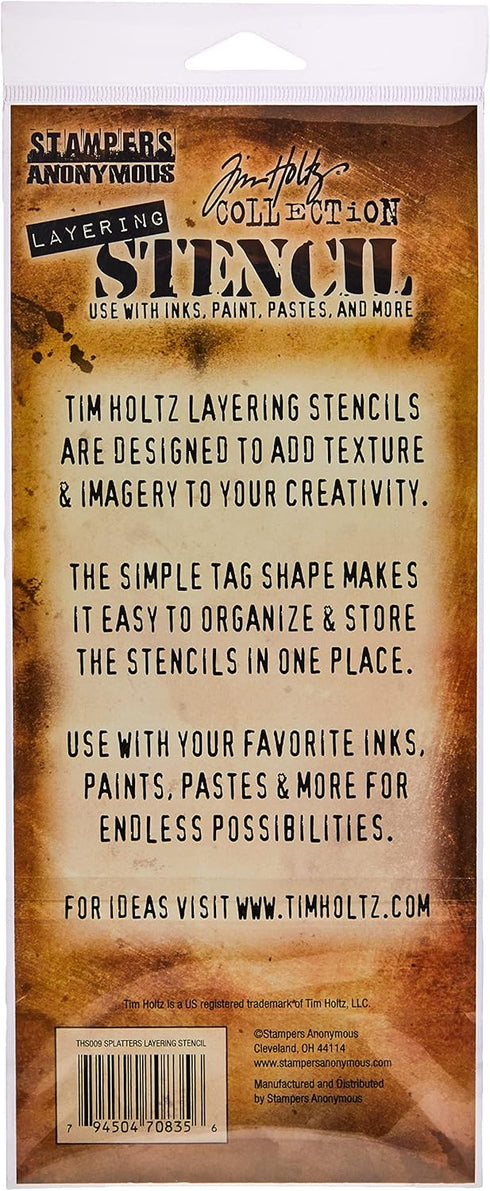 Stampers Anonymous Tim Holtz Layered Stencil 4.125"X8.5", Splatters...