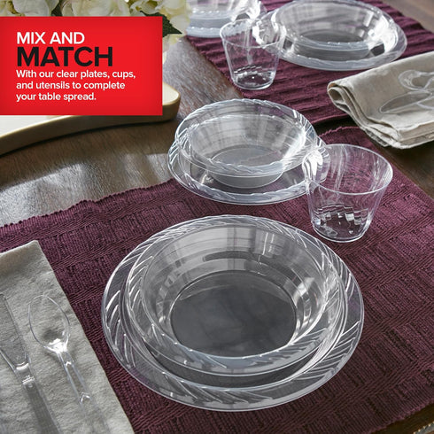 40 Pack 12 oz Elegant Clear Plastic Bowls for Parties Small Disposable Bowl for Fancy Dinner or Cocktail Party, Soup and Salad, Thick and Sturdy...