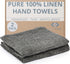 Pure 100% Linen Hand Towels - Set of 2 Linen Kitchen Towels Waffle Weave Black-Natural - 13 x 29-inch Soft Lightweight Stone-Washed Dish Towels - ...