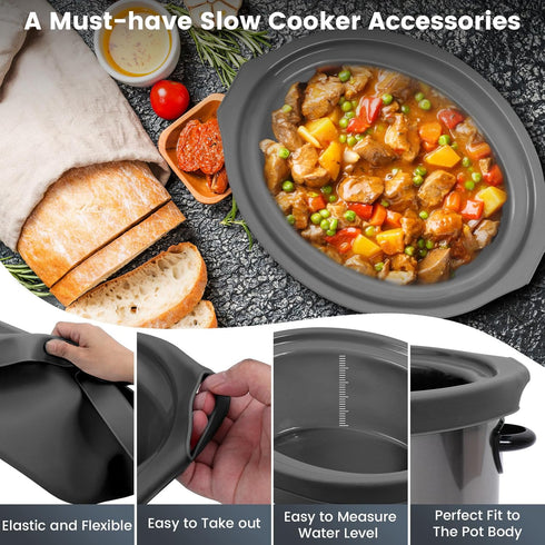 Slow Cooker Liners fit Crock Pot 7-8 QT,Maywe Tanso for Crock Pot Liners For 7-8 Quart Oval Slow Cookers,Reusable & Leakproof Silicone Slow Cooker...