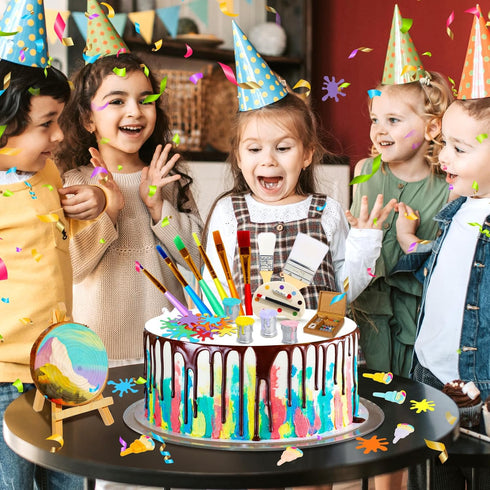 RAYNAG 32 Pieces Art Cake Topper Paint Cake Decorations Art Birthday Party Decorations Paint Party Supplies Paint Splatter Party Supplies for Chil...