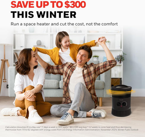 Honeywell HHF360V 360 Degree Surround Fan Forced Heater with Surround Heat Output Charcoal Grey Energy Efficient Portable Heater with Adjustable T...