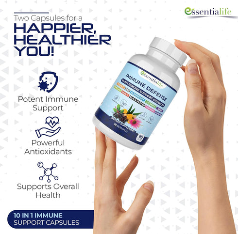 10 in 1 Immune Support Supplement - Elderberry, Echinacea, Vitamin D, Vitamin C 1000mg & Zinc Supplement - Take Charge of Your Health with Immune ...