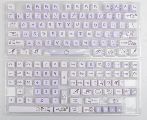 PBT Material Gradient Purple keycaps Cute Carton Magic Bunny Cherry Profile keycaps Set Purple Mechanical Keyboard keycaps Compatible with Cherry ...
