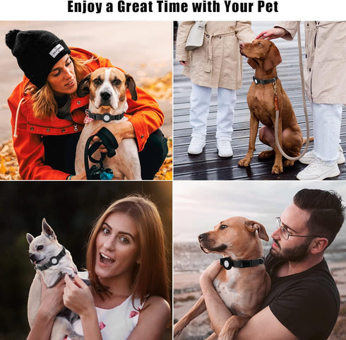 Compatible with Airtag Dog Collar, Adjustable Air Tag Dog Collar with Durable Quick Snap Buckle, Imitation Nylon Dog Collar with Waterproof Apple ...