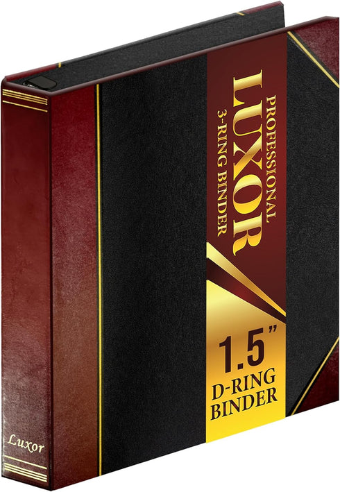 Performore Professional Luxor 3 Ring Binder 1.5 Inch Locking Slant Angle D-Rings, Maroon Turned Edge Flat, Durable Heavy Duty Presentation Folder ...