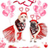 6 Pcs Valentines Day Dog Costume Set Including 2 Pcs Red Heart Headband 2 Pcs Buffalo Plaid Pet Bandana 2 Pcs Red Tutu Skirt, Cupid Headband Dog T...