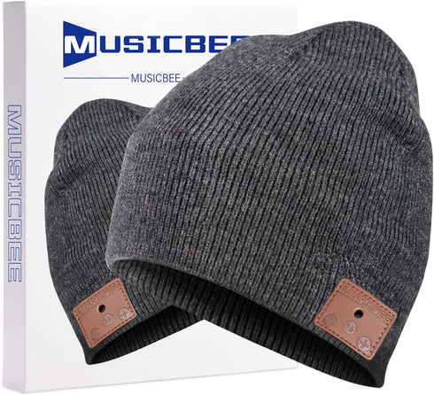 beanie MUSICBEE Bluetooth V5.2 Wireless Knit Winter Cap, 24 Hour Play time, Built-in Microphone and HD Stereo Speakers, Wool Lined for Outdoor Hom...