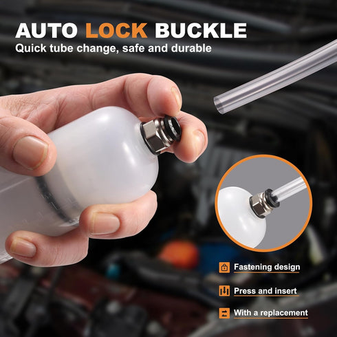 FOUR UNCLES 200cc Fluid Extractor, Extraction & Fill Pump, Oil Change Syringe with Hose and 23" Extension Tube, Automotive Oil Syringe, Fluid Oil ...