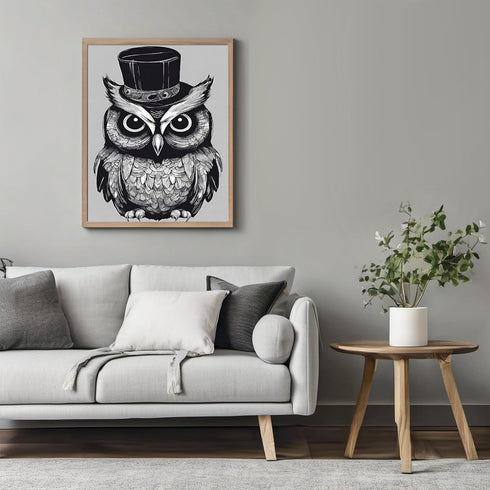 Posterizer 1 pcs- dapper gothic owl with a top hat-Gothic Art-Art for Animal Lovers- Living Room Bedroom Decor- unframed wall art...