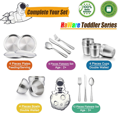 9-Piece Stainless Steel Kids Forks, HaWare Toddler Forks, Kids Silverware Preschooler Utensils, Baby Forks for Self Feeding, Mini Flatware Set for...