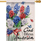 God Bless America 4th of July Patriotic 28 x 40 House Flag Double Sided, American Hyacinth Floral Flower Mason Jar Garden Yard Decoration, USA Bur...